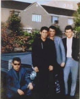 Her father in Brooklyn. Left to right: Sal, Johnny, cousin Frankie, Tommy