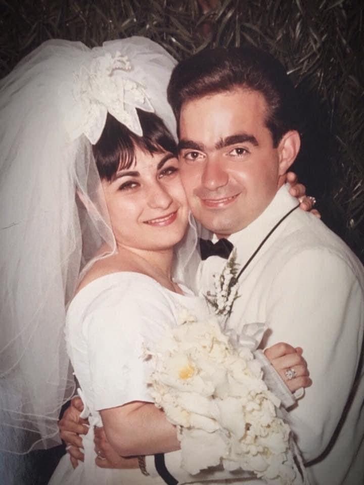 Her mother and father, wedding day